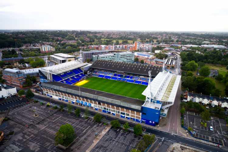 The football ground in Ipswich, taken from a video grab from our drone
