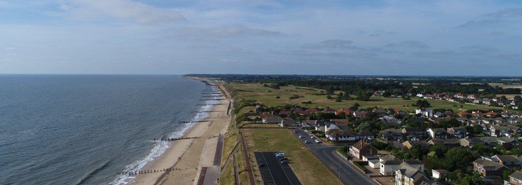 Aerial photo of Gorleston-on-Sea seafront and beach