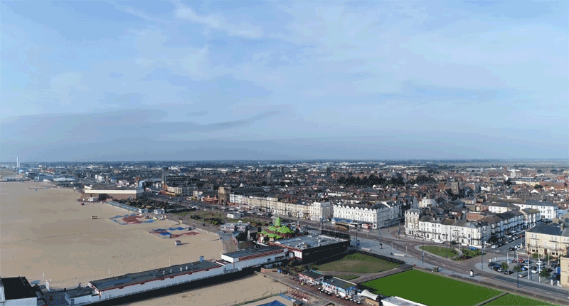 Up high over Great Yarmouth seafront with drone photograph by your Drone Operator Remote Pilot