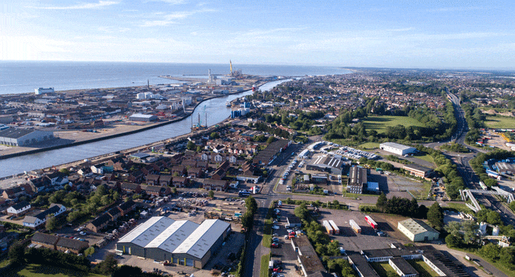 Great Yarmouth aerial photo. River Yare in shot.