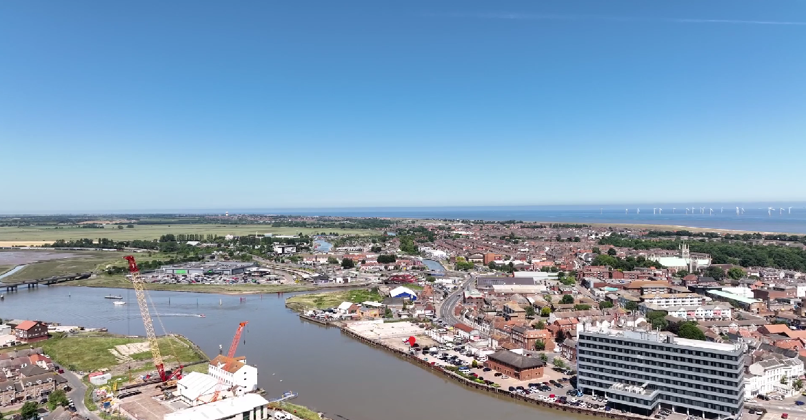 River Yare in Great Yarmouth aerial drone from my videography service