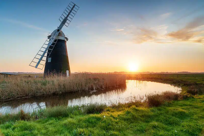 Sunset at Halvergate, while filming King's Lynn Video Production