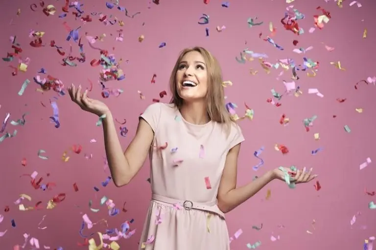 Lady celebrating