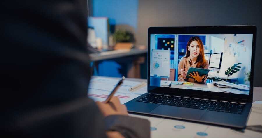 Laptop screen showing a video course
