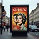 Clients on a advertising board in London