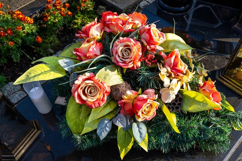 Flowers at a funeral memorial while I was filming