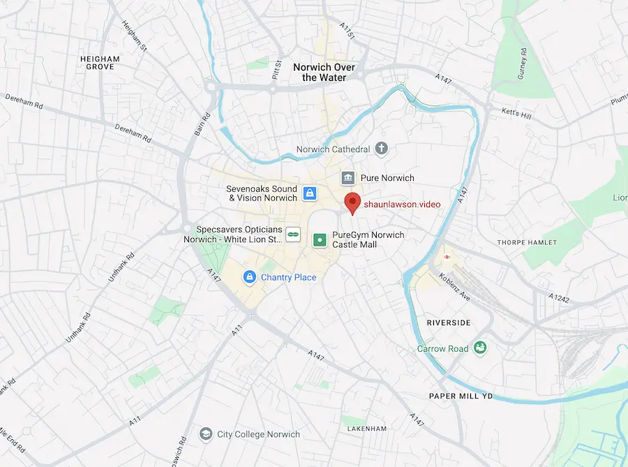 location map of shaunlawson.video in the city of Norwich, Norfolk